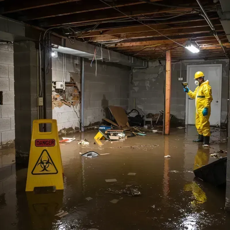 Flooded Basement Electrical Hazard in Wilmette, IL Property